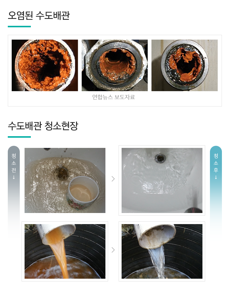 오염된 수도배관
